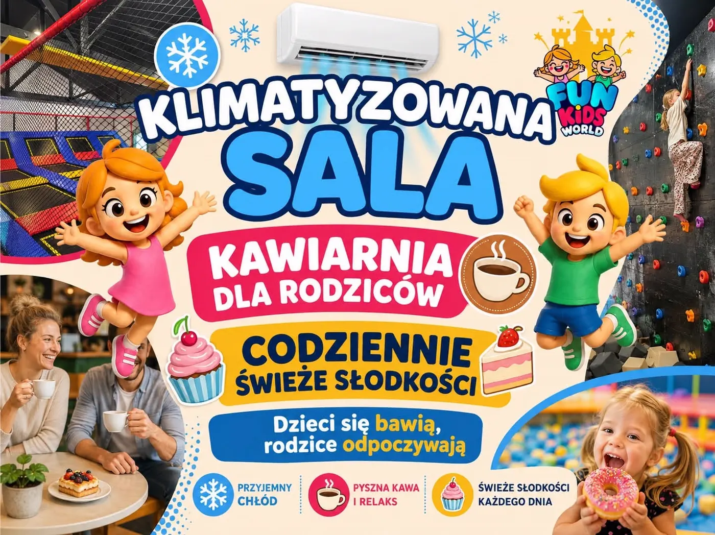 Grafika Fun Kids World: klimatyzowana sala i kawiarnia dla rodziców